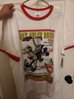 White & Red Rodeo Graphic Ringer Tee - Unbranded